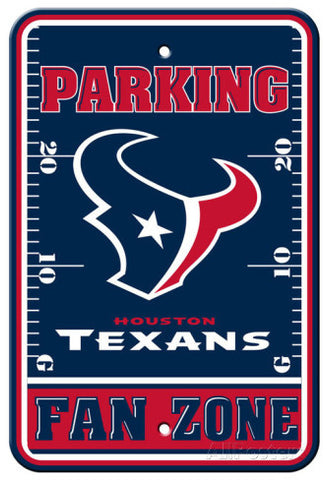 Houston Texans Plastic 12"x18" Team Fan Zone Parking Sign