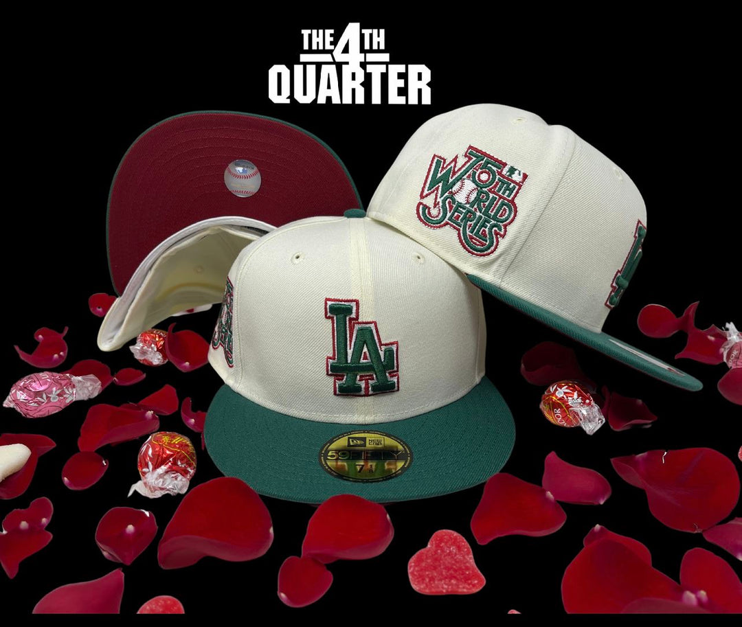Dodgers Fitted New Era 59Fifty 75th World Series Chrome Evergreen Cap Hat Red UV - THE 4TH QUARTER