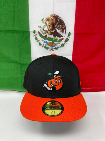 Naranjeros De Hermosillo LMP New Era 59Fifty Fitted Black Orange Hat Cap Grey UV