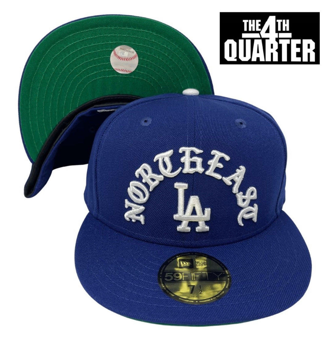 Los Angeles Dodgers Fitted New Era 59FIFTY Gothic NorthEast LA Blue Cap Hat Green UV - THE 4TH QUARTER