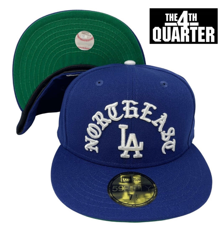 Los Angeles Dodgers Fitted New Era 59FIFTY Gothic NorthEast LA Blue Cap Hat Green UV - THE 4TH QUARTER