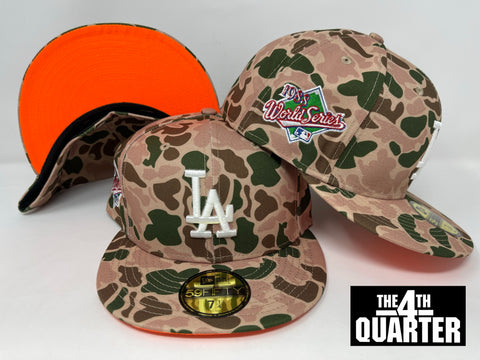 Dodgers Fitted New Era 59Fifty 88WS Duck Camo Cap Hat Orange UV