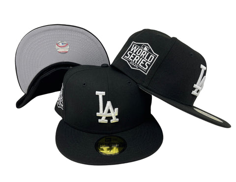 Dodgers Fitted New Era 59Fifty 2020 WS Black White Cap Hat Grey UV