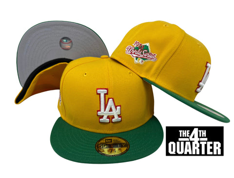 Dodgers Fitted New Era 59Fifty 88 WS Yellow Gold Green Cap Hat Grey UV