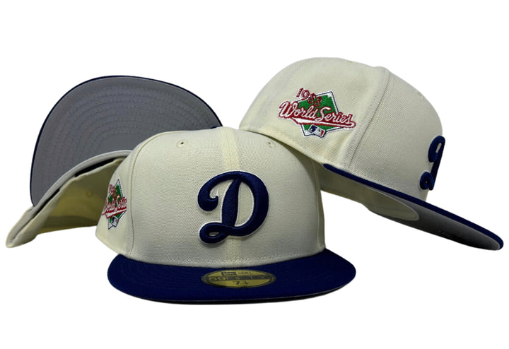 Los Angeles Dodgers Fitted New Era 59Fifty D Logo 88 WS Chrome Blue Retro Cap Hat Grey UV - THE 4TH QUARTER