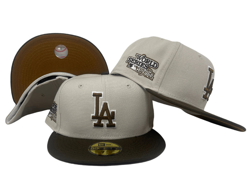 Dodgers Fitted New Era 59Fifty 81 WS Stone Brown Hat Cap Peanut UV - THE 4TH QUARTER