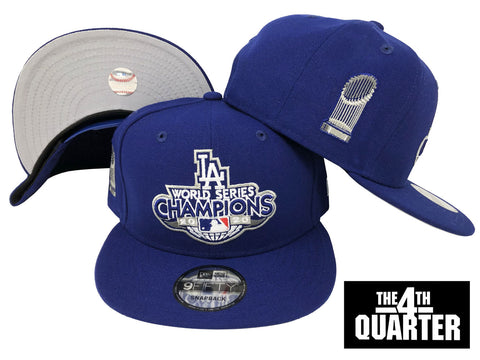 Dodgers Snapback New Era 9Fifty 2020 World Series Champions Globe Hat Cap Blue