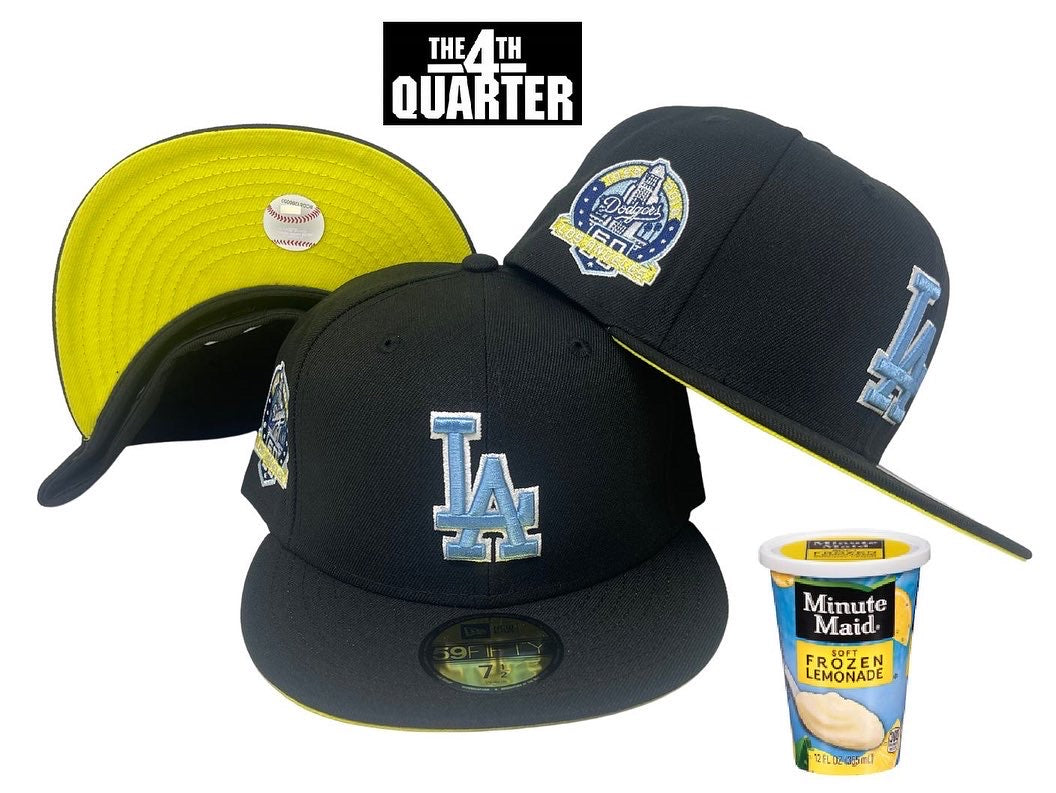 Los Angeles Dodgers Fitted New Era 59Fifty 60th Anniv Black Cap Hat Yellow UV - THE 4TH QUARTER