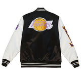 Los Angeles Lakers Mens Mitchell & Ness Origins Varsity Satin Jacket Black White