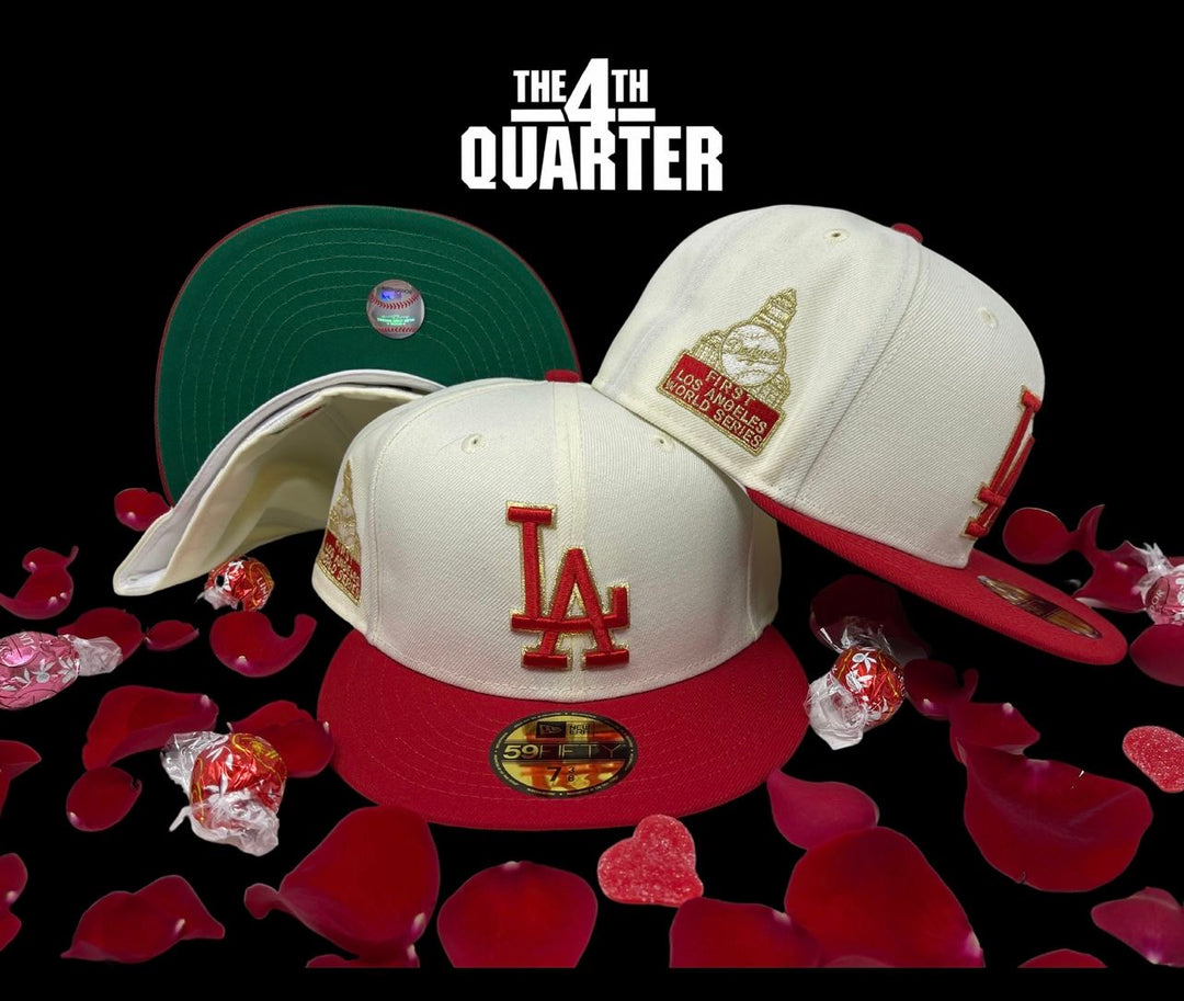 Dodgers Fitted New Era 59Fifty 1st World Series Chrome Red Cap Hat Green UV - THE 4TH QUARTER