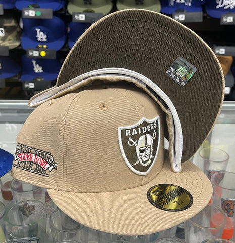 Raiders Fitted New Era 59Fifty SB XVIII Camel Hat Cap Walnut UV