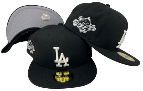 Dodgers Fitted New Era 59Fifty 1988 WS Black White Cap Hat Grey UV