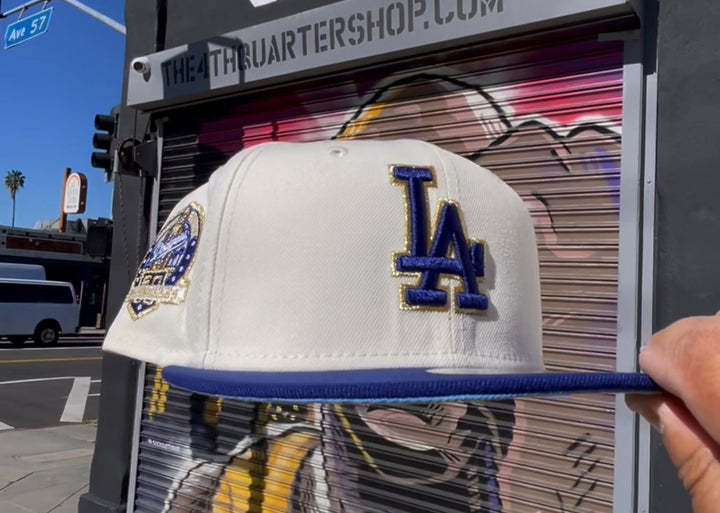 Dodgers Fitted New Era 59Fifty 60th Ann. Chrome Blue Cap Hat Sky UV - THE 4TH QUARTER