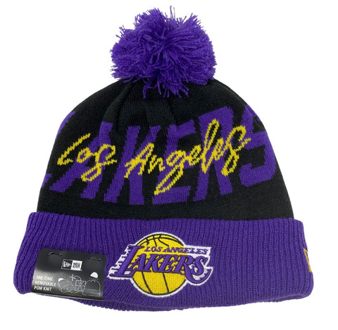 LA Lakers Multi Patch Black Cuff Knit Beanie Hat