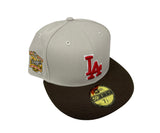 Dodgers Fitted New Era 59Fifty 40th Ann Stone Brown Cap Hat Red UV
