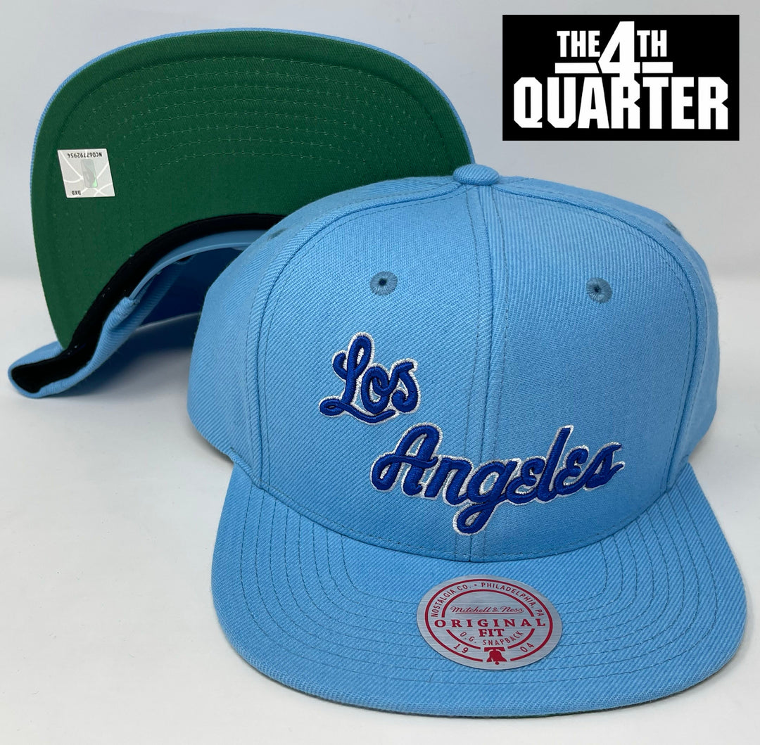 Los Angeles Lakers Snapback Mitchell &amp; Ness Team Ground 2.0 HWC Sky Blue Cap Hat Green UV - THE 4TH QUARTER