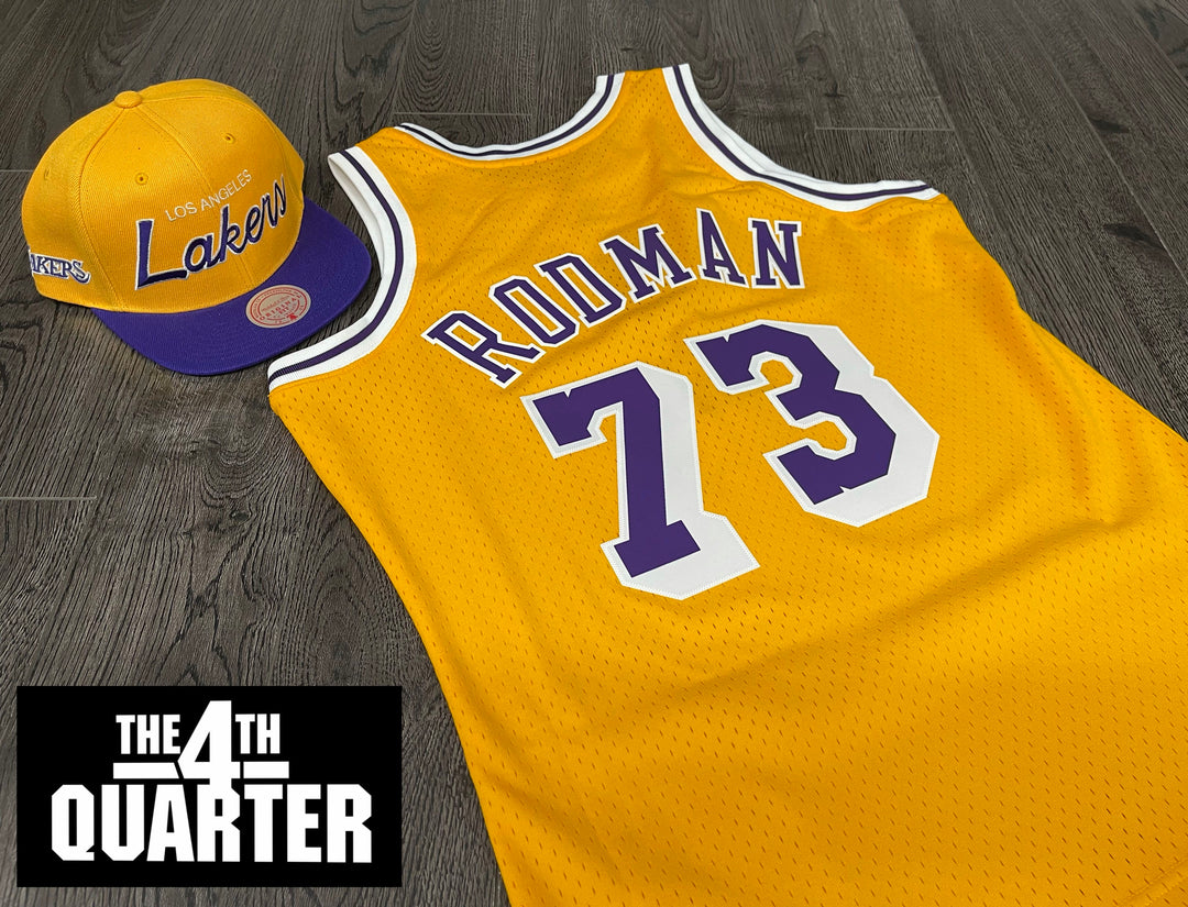 Los Angeles Lakers Mens Jersey Mitchell & Ness #73 Dennis Rodman Swingman Yellow - THE 4TH QUARTER