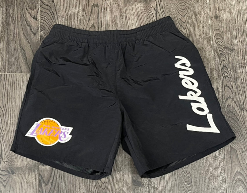 Los Angeles Lakers Mens Mitchell & Ness Essentials Nylon Swingman Shorts Black - THE 4TH QUARTER