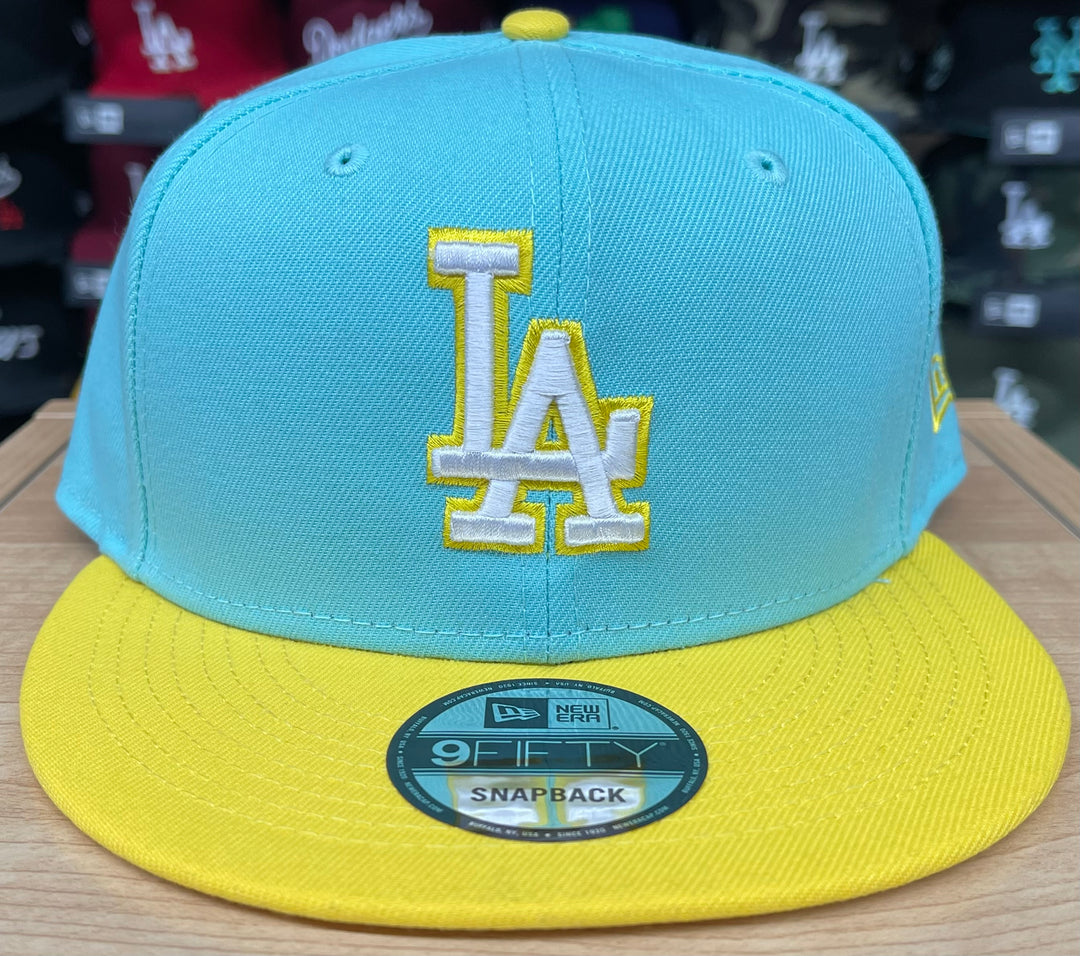 Los Angeles Dodgers Fitted New Era 59FIFTY Color Pack Tiffany Yellow Cap Hat - THE 4TH QUARTER