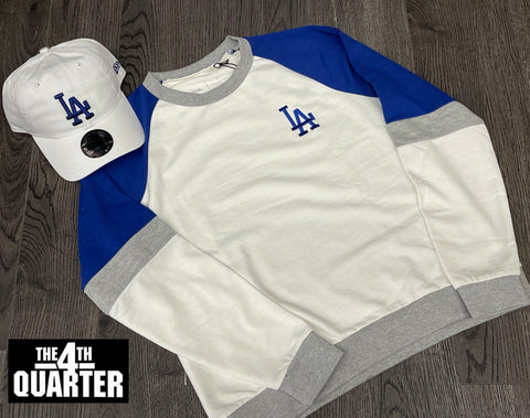Los Angeles Dodgers Women's Sweatshirt Antigua Avenue Crew Neck Pullover Ivory