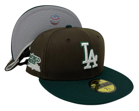 Dodgers Fitted New Era 59Fifty 81 WS Brown Green Hat Cap Grey UV
