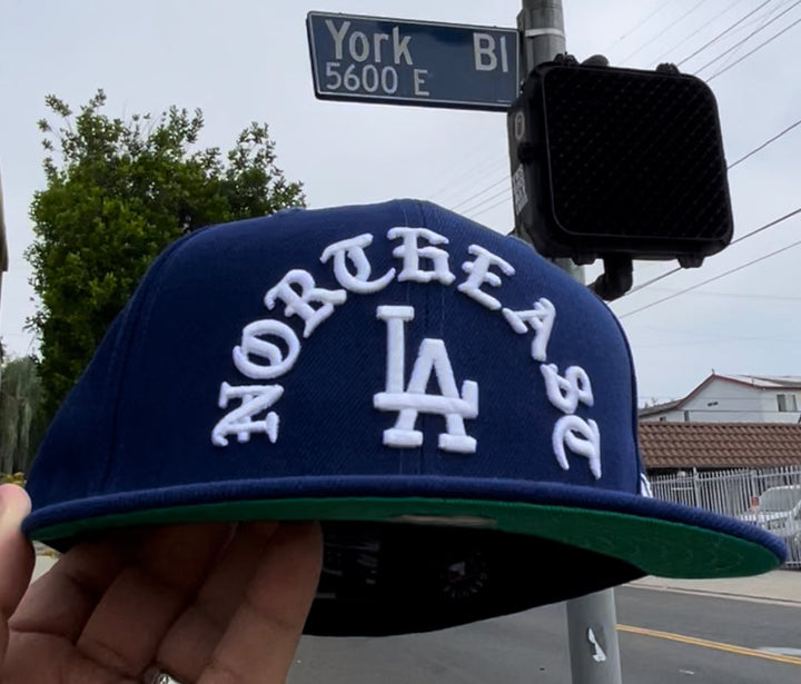 Los Angeles Dodgers Fitted New Era 59FIFTY Gothic NorthEast LA Blue Cap Hat Green UV - THE 4TH QUARTER