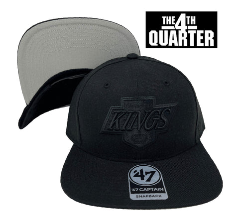 Los Angeles Kings Snapback 47 Brand Logo Captain No Shot Cap Hat Black on Black