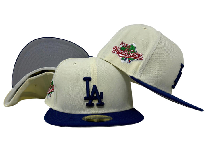 Los Angeles Dodgers Fitted New Era 59Fifty LA Logo 88 WS Chrome Blue Cap Hat Grey UV - THE 4TH QUARTER