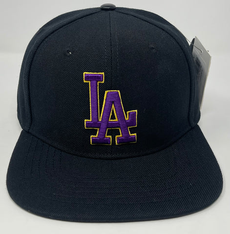 Los Angeles Dodgers Pro Standard Snapback Black Cap Hat Purple Logo WO