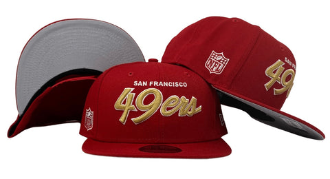 San Francisco 49ers Snapback New Era 9Fifty Script Red Hat Cap Grey UV