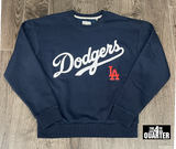 Dodgers Women's Sweatshirt Antigua Victory Crew Neck Pullover Navy Blue
