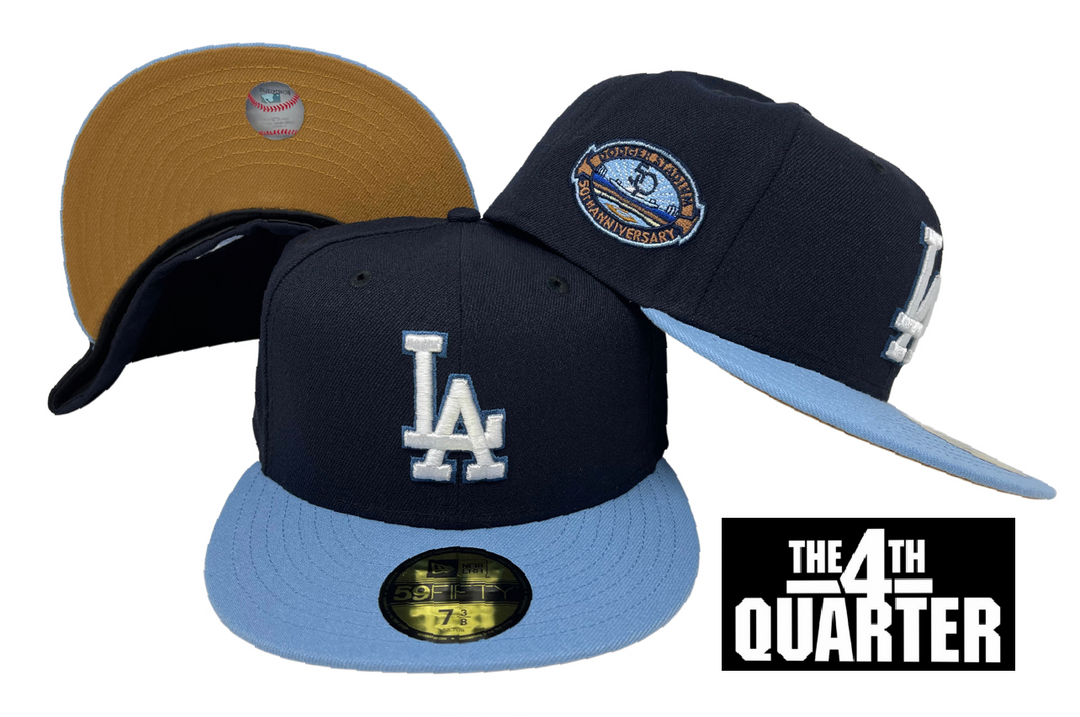 Dodgers Fitted New Era 59Fifty 50th Stadium Ann. Navy Sky Cap Hat Peanut UV - THE 4TH QUARTER