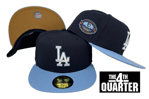 Dodgers Fitted New Era 59Fifty 50th Stadium Ann. Navy Sky Cap Hat Peanut UV