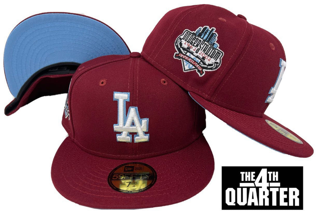 Dodgers Fitted New Era 59FIFTY 40th Stadium Ann. Burgundy Hat Cap Sky UV - THE 4TH QUARTER