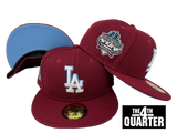Dodgers Fitted New Era 59FIFTY 40th Stadium Ann. Burgundy Hat Cap Sky UV