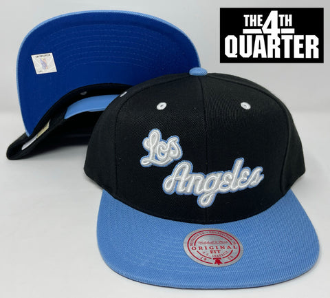 Los Angeles Lakers Snapback Mitchell & Ness White Popz Black Sky Hat Cap Blueberry UV