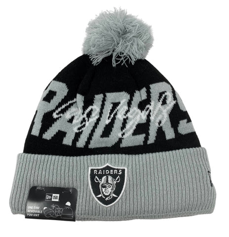 Men's Las Vegas Raiders New Era Black/Gray 2023 Sideline Sport Cuffed Pom  Knit Hat