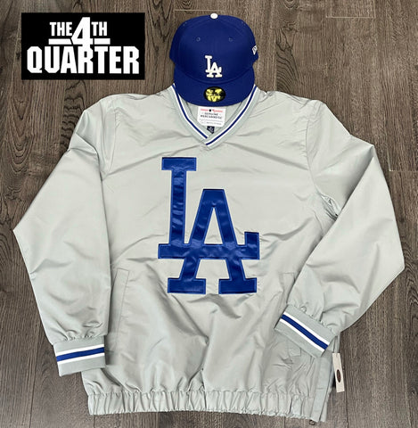 Los Angeles Dodgers Mens Jacket G-III LA Pullover Windbreaker V-Neck Jacket GREY