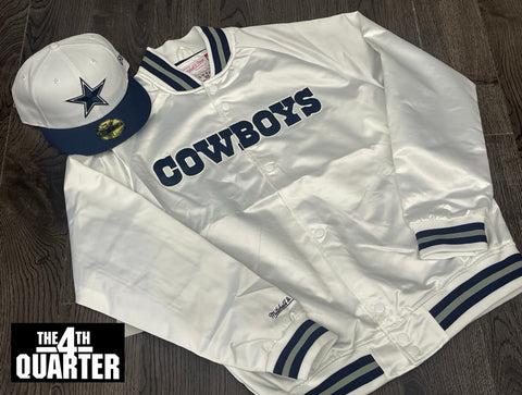 Dallas Cowboys Mens Jacket Mitchell & Ness Light Satin White