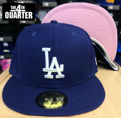 Los Angeles Dodgers Fitted New Era 59Fifty Blue Hat Cap PINK UV