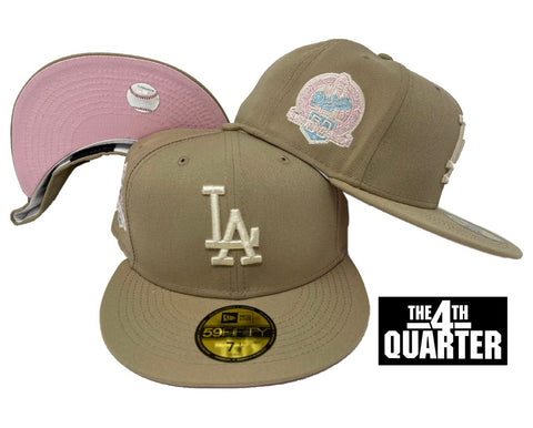 Los Angeles Dodgers New Era 59Fifty 60th Anniv Camel Fitted Hat Cap Pink UV