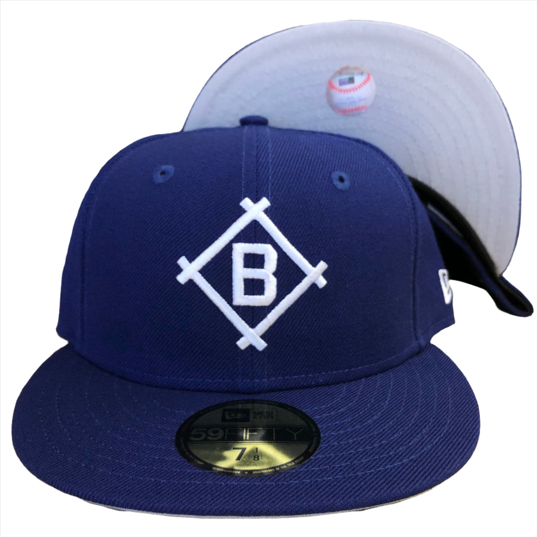 Brooklyn Dodgers Diamond Fitted New Era 59FIFTY Blue Cap Hat Grey UV - THE 4TH QUARTER