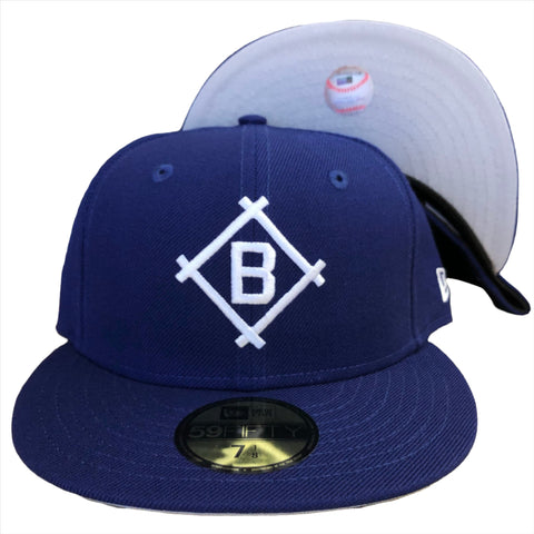 Brooklyn Dodgers Diamond Fitted New Era 59FIFTY Blue Cap Hat Grey UV