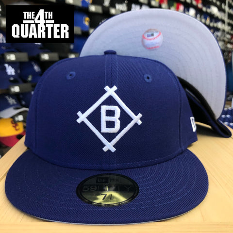 Brooklyn Dodgers Diamond Fitted New Era 59FIFTY Blue Cap Hat Grey UV