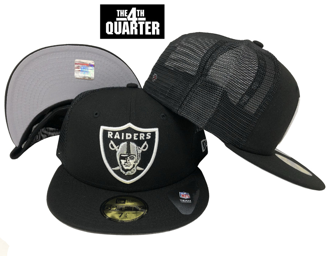 Raiders Fitted New Era 59Fifty Classic Mesh Trucker Black Cap Hat - THE 4TH QUARTER