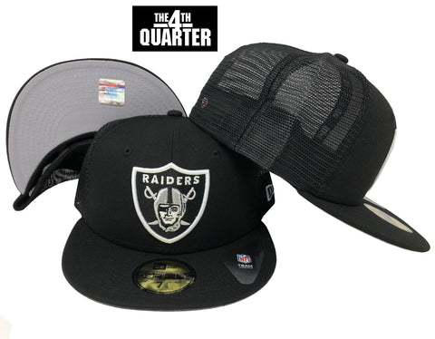 Raiders Fitted New Era 59Fifty Classic Mesh Trucker Black Cap Hat - THE 4TH QUARTER