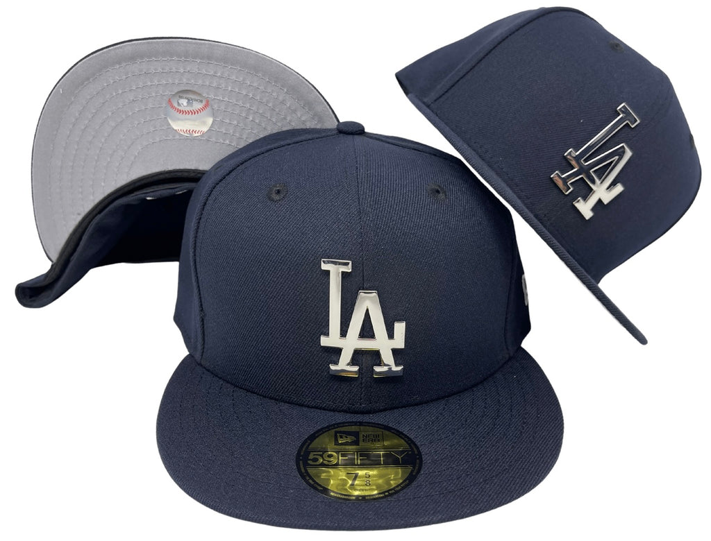 telegram water geld Dodgers Fitted New Era 59Fifty Metal Silver Emblem Navy Cap Hat Grey U –  THE 4TH QUARTER