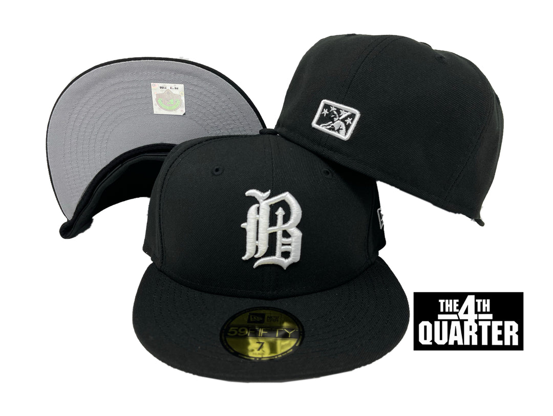 Birmingham Barons fitted New Era 59Fifty Black White Hat Cap Grey UV - THE 4TH QUARTER
