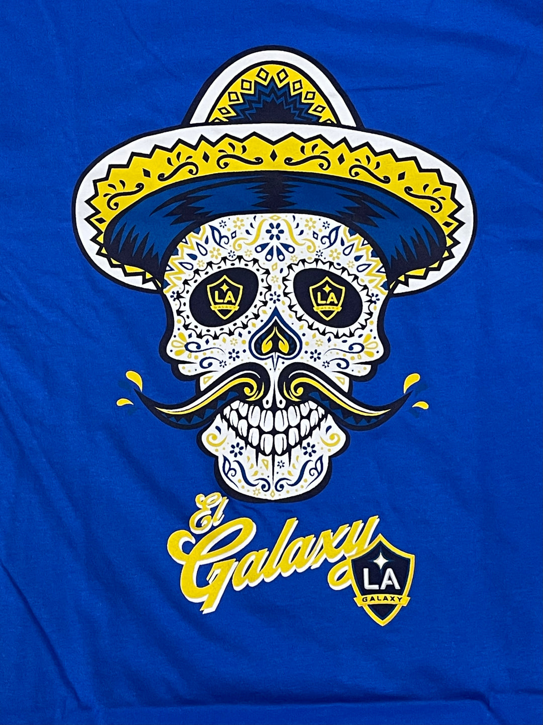Los Angeles Galaxy Mens T-Shirt Mitchell & Ness Ofrenda Skull Tee Royal Blue - THE 4TH QUARTER