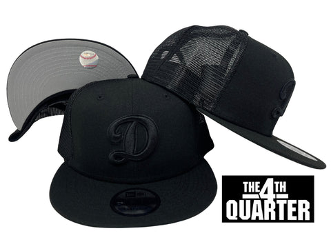 Los Angeles Dodgers Snapback New Era 9Fifty D Logo Mesh Trucker Black on Black Cap Hat